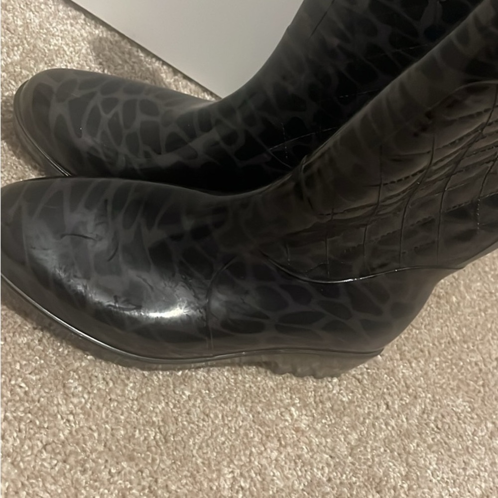 Black Leopard Rain Boots